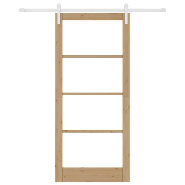 Schiebetür mit Hardware-Set 'ORKDAL'aus massivem Holz und Glas, Innentür mit Glas 'ORKDAL'93x211x4 cm aus massivem Kiefernholz