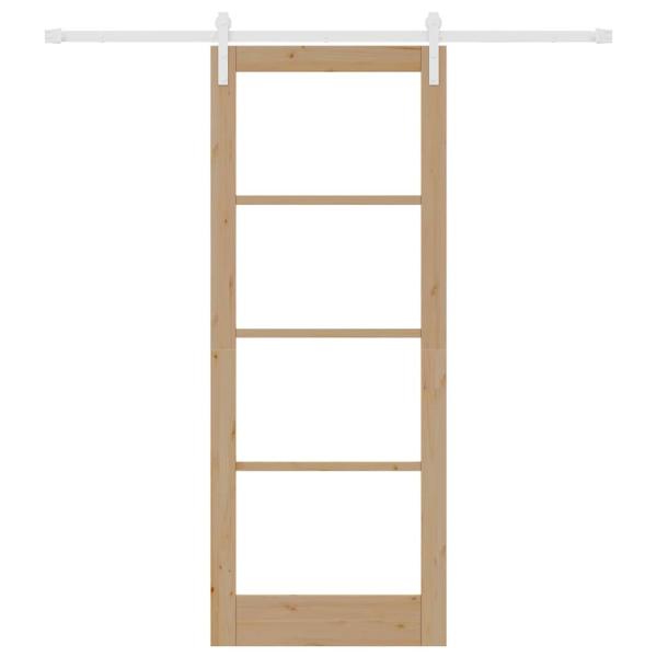 Schiebetür mit Hardware-Set "ORKDAL" aus solidem Holz und Glas, Innentür mit Glas "ORKDAL" 83x211x4 cm aus solidem Kiefernholz