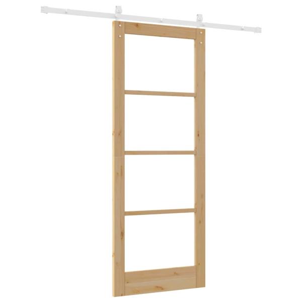 Schiebetür mit Hardware-Set "ORKDAL" aus solidem Holz und Glas, Innentür mit Glas "ORKDAL" 83x211x4 cm aus solidem Kiefernholz