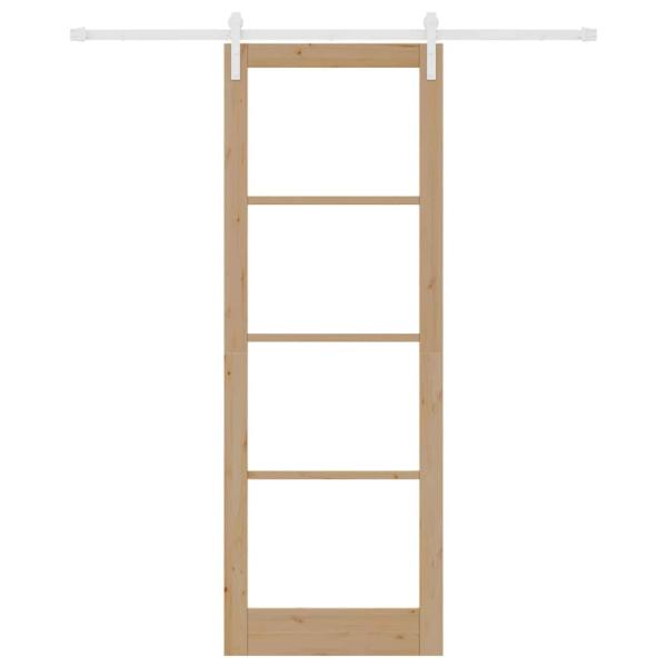 Schiebetür mit Beschlagsatz 'ORKDAL'aus solidem Holz & Glas, Innentür mit Glas 'ORKDAL'83x232x4 cm aus solidem Kiefernholz