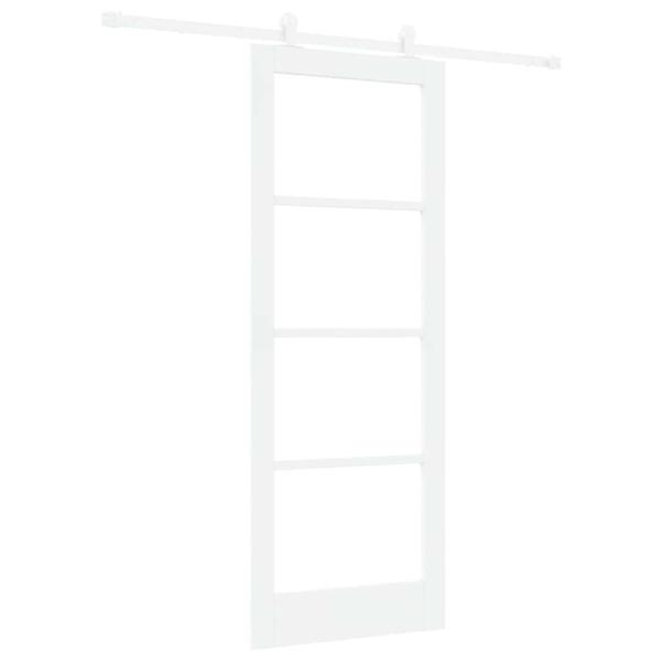 Schiebetür mit Zubehör 'ORKDAL'Weiß Massivholz & Glas, Innentür mit Glas 'ORKDAL'Weiß 78x202x4 cm