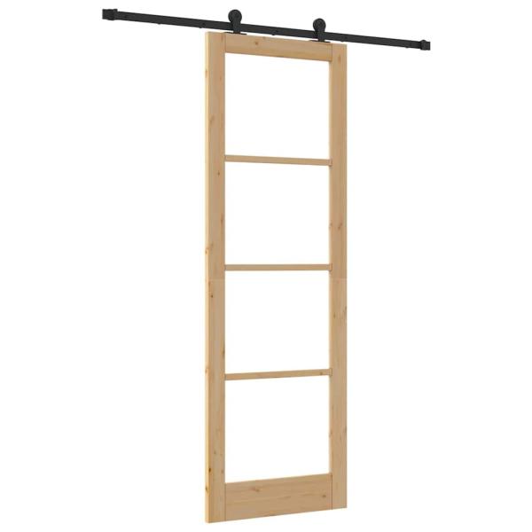 Schiebetür mit Hardware-Set 'ORKDAL'aus massivem Holz und Glas, Innentür mit Glas 'ORKDAL'78x232x4 cm aus massivem Kiefernholz
