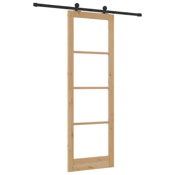 Schiebetür mit Hardware-Set 'ORKDAL'aus massivem Holz und Glas, Innentür mit Glas 'ORKDAL'78x232x4 cm aus massivem Kiefernholz