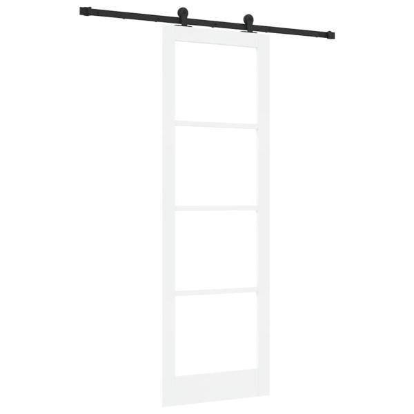 Schiebetür mit Beschlagset 'ORKDAL'weißes Massivholz & Glas, Innentür mit Glas 'ORKDAL'Weiß 78 x 232 x 4 cm
