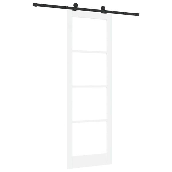 Schiebetür mit Beschlagset 'ORKDAL'weißes Massivholz & Glas, Innentür mit Glas 'ORKDAL'Weiß 78 x 232 x 4 cm