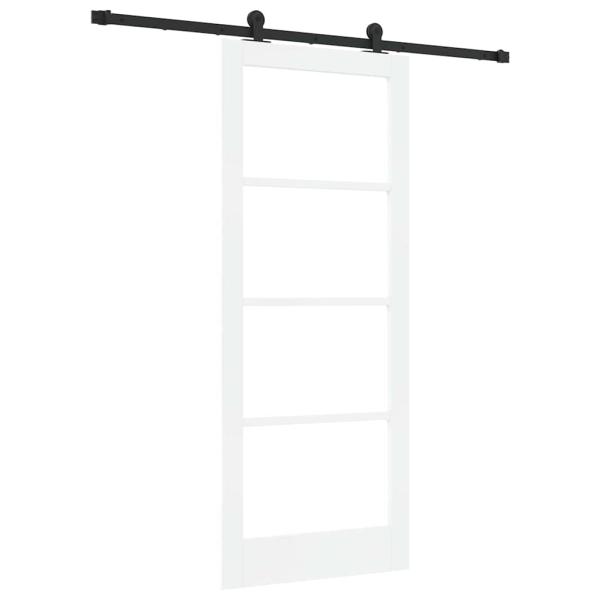 Schiebetür mit Beschlagset 'ORKDAL'Weiß Massivholz & Glas, Innentür mit Glas 'ORKDAL'Weiß 83x202x4 cm
