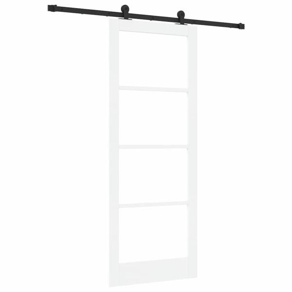 Schiebetür mit Hardware-Set 'ORKDAL'Weiß Massivholz & Glas, Innentür mit Glas 'ORKDAL'Weiß 83x211x4 cm