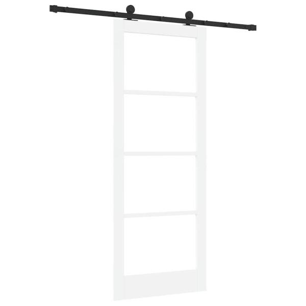 Schiebetür mit Hardware-Set 'ORKDAL'Weiß Massivholz & Glas, Innentür mit Glas 'ORKDAL'Weiß 83x211x4 cm
