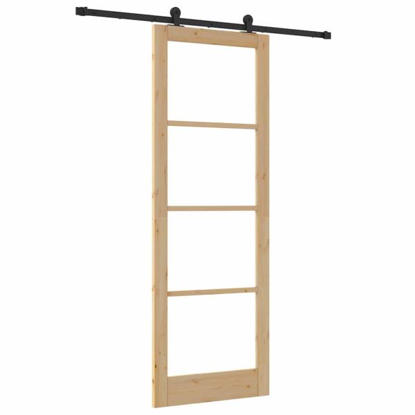 Schiebetür mit Hardware-Set 'ORKDAL'aus Massivholz & Glas, Innentür mit Glas 'ORKDAL'83x232x4 cm aus Massivholz Kiefer