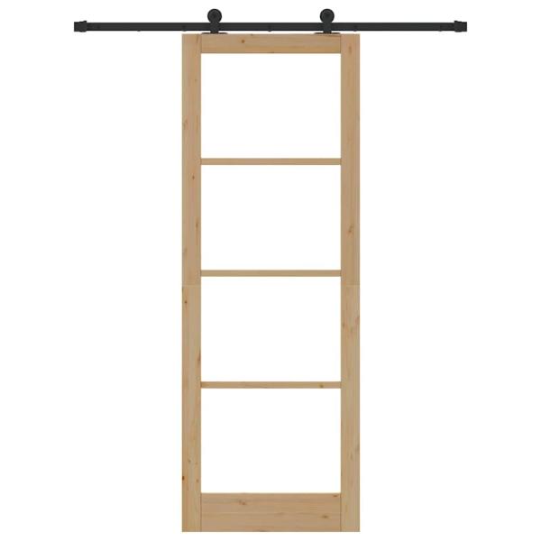 Schiebetür mit Hardware-Set 'ORKDAL'aus Massivholz & Glas, Innentür mit Glas 'ORKDAL'83x232x4 cm aus Massivholz Kiefer