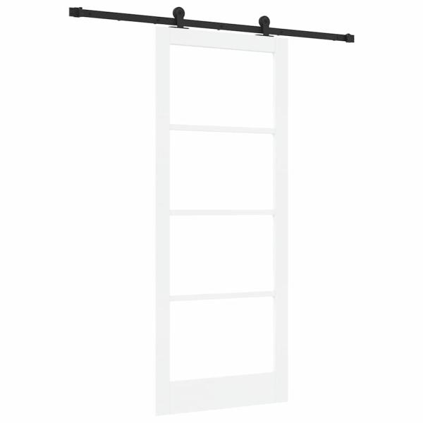 Schiebetür mit Beschlagsatz 'ORKDAL'Weiß Massivholz & Glas, Innentür mit Glas 'ORKDAL'Weiß 86x211x4 cm