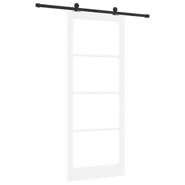 Schiebetür mit Beschlagset 'ORKDAL'Weiß Massivholz & Glas, Innentür mit Glas 'ORKDAL'Weiß 93x232x4 cm