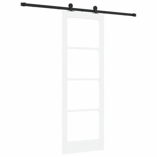 Schiebetür mit Beschlägen 'ORKDAL'Weiße Massivholz & Glas, Innentür mit Glas 'ORKDAL'Weiß 73,5x211x4 cm