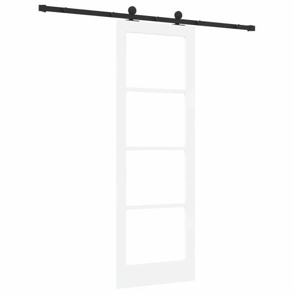 Schiebetür mit Beschlägen 'ORKDAL'Weiße Massivholz & Glas, Innentür mit Glas 'ORKDAL'Weiß 73,5x211x4 cm