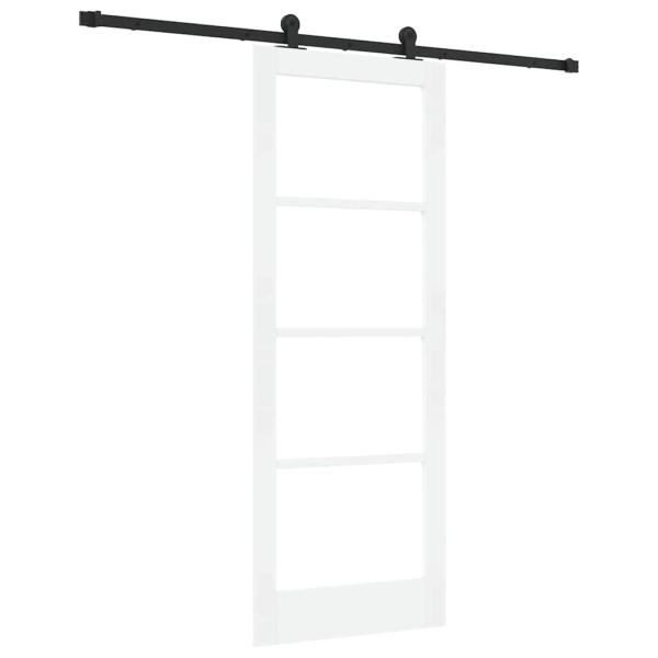 Schiebetür mit Beschlagsatz 'ORKDAL'Weiße Massivholz und Glas, Innentür mit Glas 'ORKDAL'Weiß 78x202x4 cm