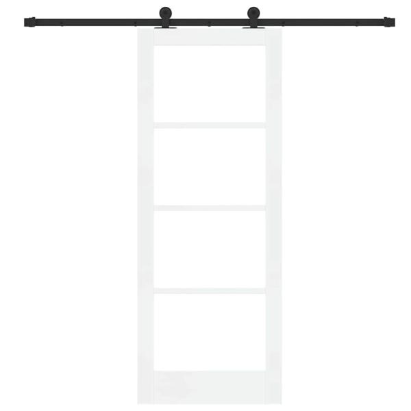 Schiebetür mit Beschlagsatz 'ORKDAL'Weiße Massivholz und Glas, Innentür mit Glas 'ORKDAL'Weiß 78x202x4 cm
