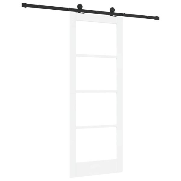 Schiebetür mit Beschlagsatz 'ORKDAL'Weiße Massivholz und Glas, Innentür mit Glas 'ORKDAL'Weiß 78x202x4 cm