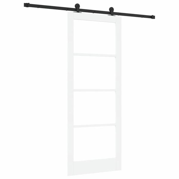 Schiebetür mit Hardware Set 'ORKDAL'Weiß Massivholz & Glas, Innentür mit Glas 'ORKDAL'Weiß 83x211x4 cm