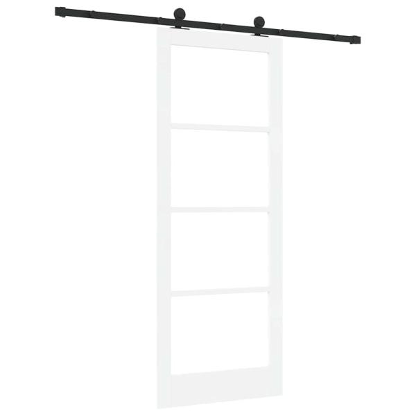 Schiebetür mit Hardware Set 'ORKDAL'Weiß Massivholz & Glas, Innentür mit Glas 'ORKDAL'Weiß 83x211x4 cm