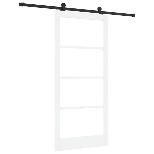 Schiebetür mit Beschlagsatz 'ORKDAL'Weißes Massivholz & Glas, Innentür mit Glas 'ORKDAL'Weiß 93x202x4 cm