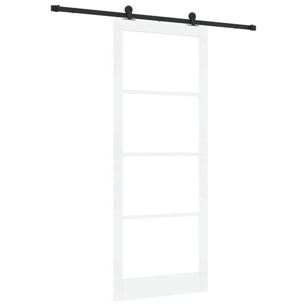 Schiebetür mit Hardware-Set 'ORKDAL'Weiß Vollholz & Glas, Innentür mit Glas 'ORKDAL'Weiß 93x232x4 cm