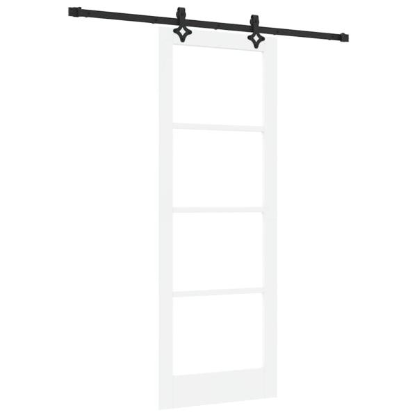 Schiebetür mit Hardware Set 'ORKDAL'Weiß Massivholz & Glas, Innentür mit Glas 'ORKDAL'Weiß 78x211x4 cm