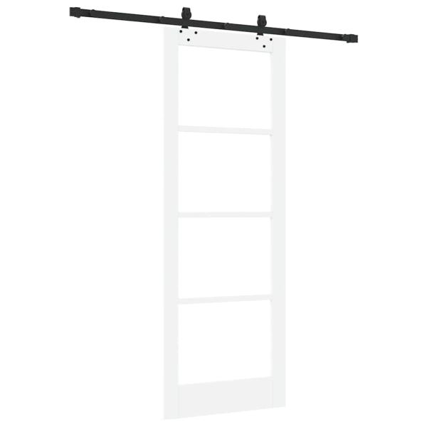 Schiebetür mit Hardware Set 'ORKDAL'Weiß Massivholz & Glas, Innentür mit Glas 'ORKDAL'Weiß 78x211x4 cm