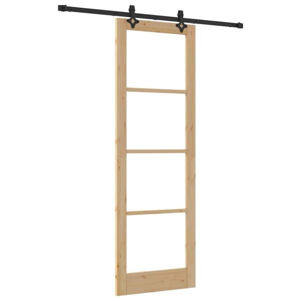 Schiebetür mit Hardware-Set ?ORKDAL? aus Massivholz & Glas, Innentür mit Glas ?ORKDAL? 78x232x4 cm aus massivem Kiefernholz