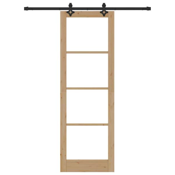 Schiebetür mit Hardware-Set ?ORKDAL? aus Massivholz & Glas, Innentür mit Glas ?ORKDAL? 78x232x4 cm aus massivem Kiefernholz