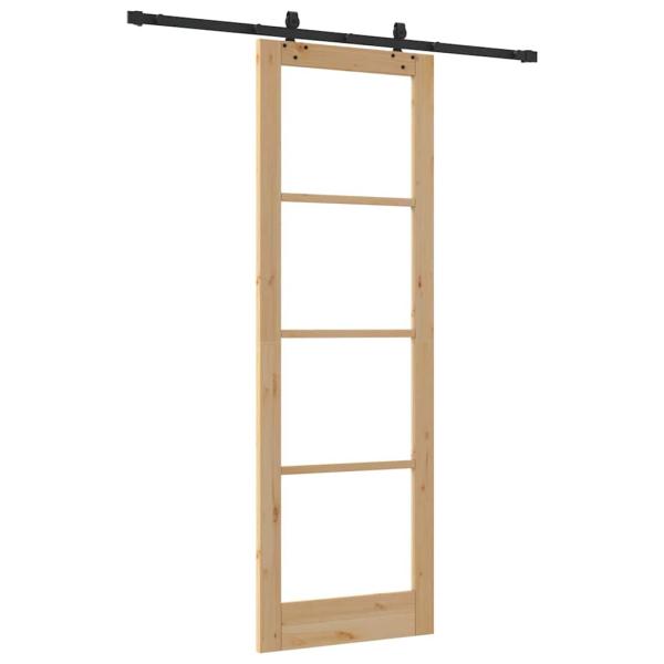 Schiebetür mit Hardware-Set ?ORKDAL? aus Massivholz & Glas, Innentür mit Glas ?ORKDAL? 78x232x4 cm aus massivem Kiefernholz