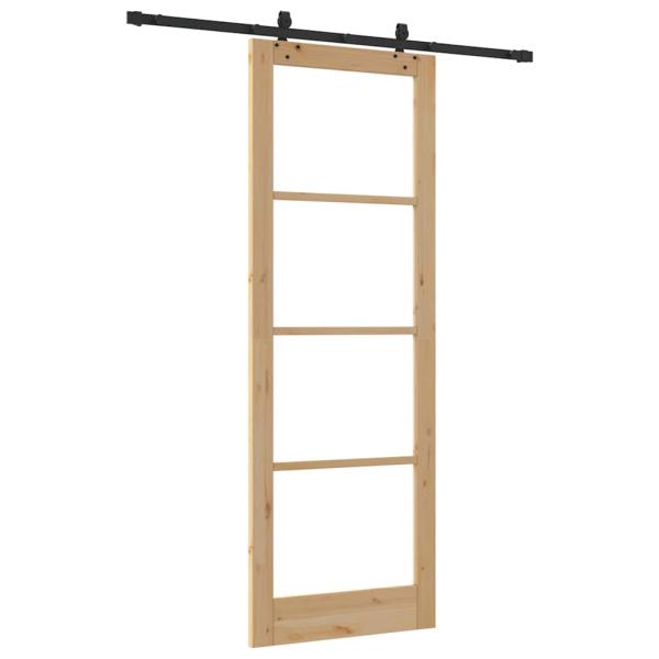 Schiebetür mit Hardware Set 'ORKDAL'aus massivem Holz und Glas, Innentür mit Glas 'ORKDAL'83x232x4 cm aus massivem Kiefernholz