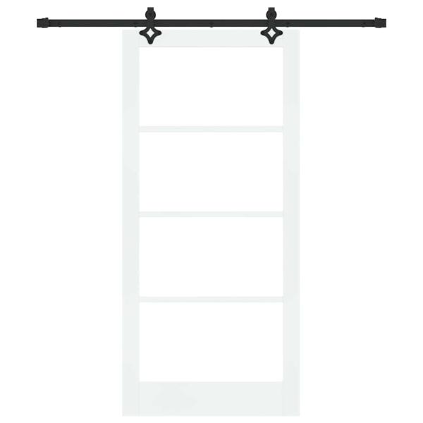 Schiebetür mit Zubehör Set 'ORKDAL'Weiß Massivholz & Glas, Innentür mit Glas 'ORKDAL'Weiß 93 x 202 x 4 cm