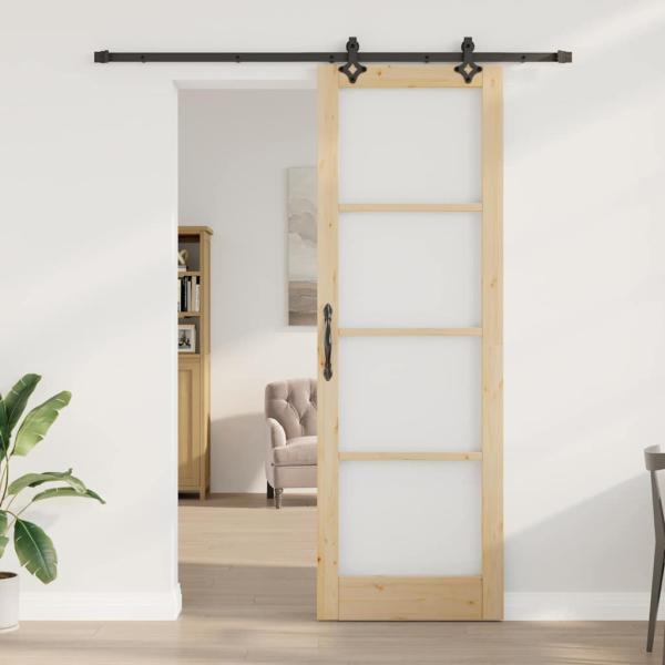 Schiebetür Set 'ORKDAL'aus massivem Holz & Glas, Innentür mit Glas 'ORKDAL'78x232x4 cm aus massivem Kiefernholz