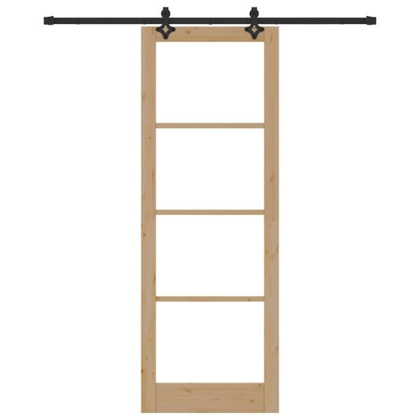 Schiebetür mit Hardware Set "ORKDAL" Massivholz & Glas, Innentür mit Glas "ORKDAL" 83x232x4 cm Massivholz Kiefer