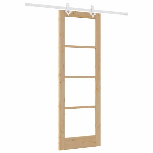 Schiebetür mit Hardware Set 73,5 x 211 cm Massivholz Fichte, Innentür mit Glas 'ORKDAL'73,5 x 211 x 4 cm Massivholz Fichte