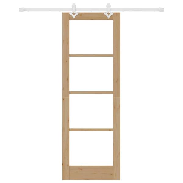 Schiebetür mit Hardware Set 73,5 x 211 cm Massivholz Fichte, Innentür mit Glas 'ORKDAL'73,5 x 211 x 4 cm Massivholz Fichte