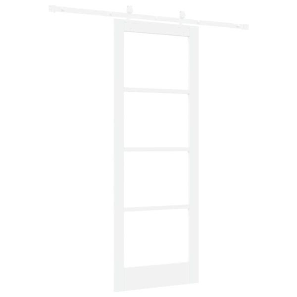 Schiebetür mit Zubehör Set Weiß 78x211 cm Massivholz Kiefer, Innentür mit Glas "ORKDAL" Weiß 78x211x4 cm