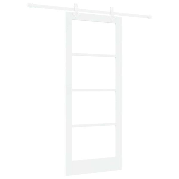 Schiebetür mit Bausatz Weiß 83x202 cm Massivholz Kiefer, Innentür mit Glas "ORKDAL" Weiß 83x202x4 cm