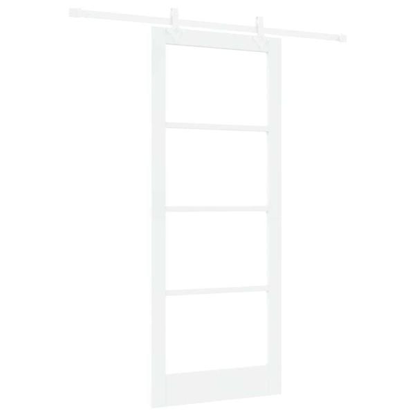 Schiebetür mit Hardware-Set Weiß 86x211 cm Massivholz Kiefer, Innentür mit Glas 'ORKDAL'Weiß 86x211x4 cm