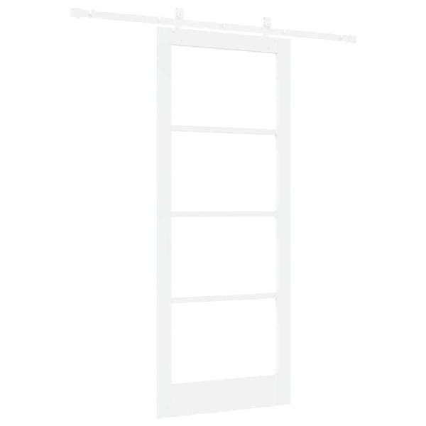 Schiebetür mit Hardware-Set Weiß 86x211 cm Massivholz Kiefer, Innentür mit Glas 'ORKDAL'Weiß 86x211x4 cm