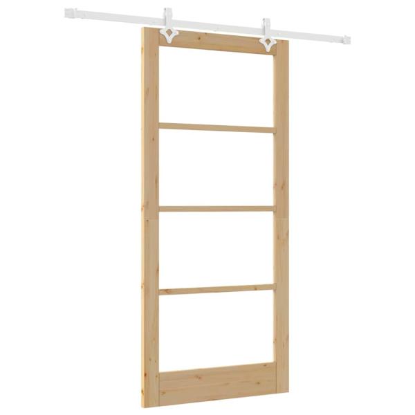 Schiebetür mit Hardware-Set 93x202 cm Massivholz Kiefer, Innentür mit Glas 'ORKDAL'93x202x4 cm Massivholz Kiefer