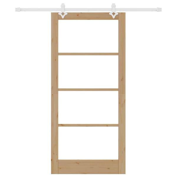 Schiebetür mit Hardware-Set 93x202 cm Massivholz Kiefer, Innentür mit Glas 'ORKDAL'93x202x4 cm Massivholz Kiefer