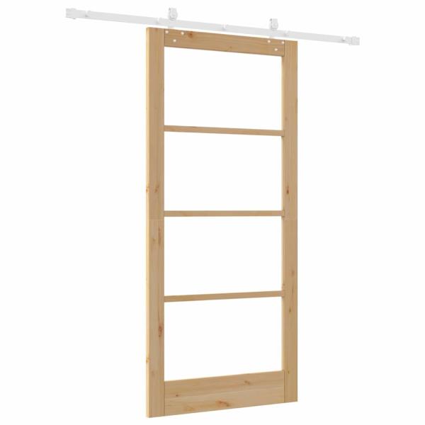 Schiebetür mit Hardware-Set 93x202 cm Massivholz Kiefer, Innentür mit Glas 'ORKDAL'93x202x4 cm Massivholz Kiefer