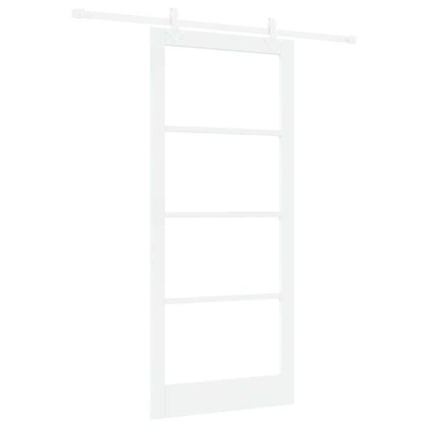 Schiebetür mit Zubehör-Set Weiß 93x211 cm Massivholz Kiefer, Innentür mit Glas "ORKDAL" Weiß 93x211x4 cm