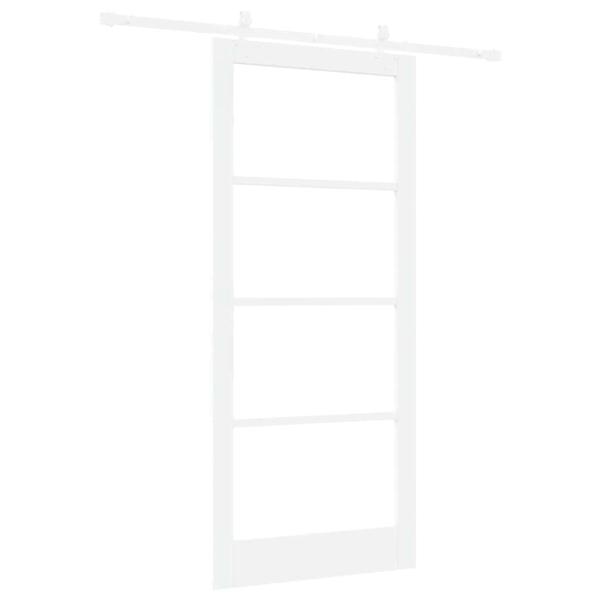 Schiebetür mit Zubehör-Set Weiß 93x211 cm Massivholz Kiefer, Innentür mit Glas "ORKDAL" Weiß 93x211x4 cm