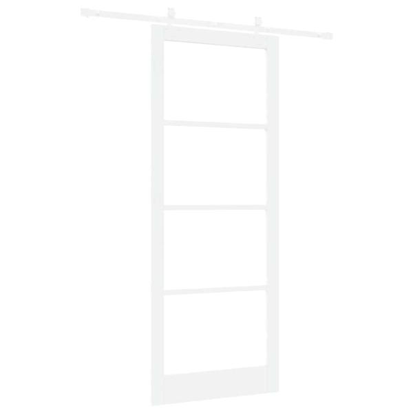 Schiebetür mit Hardware-Set Weiß 93x232 cm Massivholz Fichte, Innentür mit Glas 'ORKDAL'Weiß 93x232x4 cm