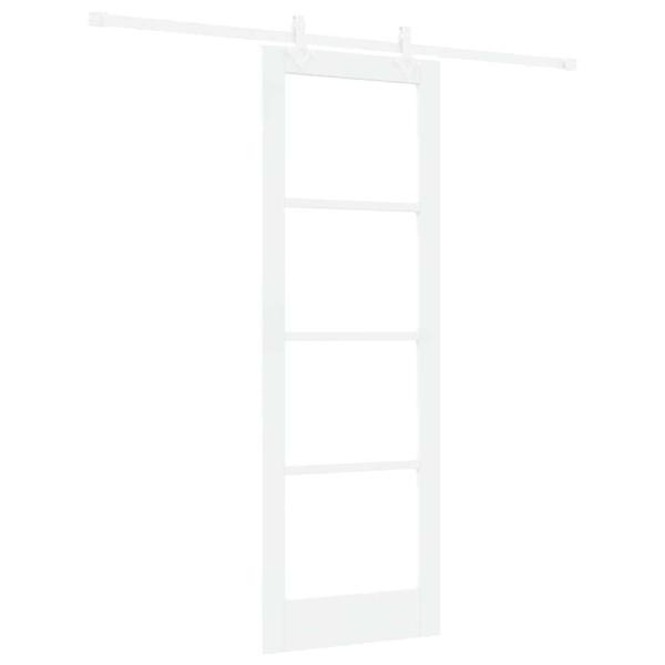 Schiebetür mit Hardware-Set Weiß 73,5x211 cm Massivholz Kiefer, Innentür mit Glas 'ORKDAL'Weiß 73,5x211x4 cm