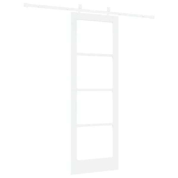 Schiebetür mit Hardware-Set Weiß 73,5x211 cm Massivholz Kiefer, Innentür mit Glas 'ORKDAL'Weiß 73,5x211x4 cm