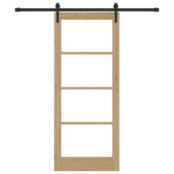 Schiebetür mit Beschlägen Set 83x202 cm Vollholz Kiefer, Innentür mit Glas 'ORKDAL'83x202x4 cm Vollholz Kiefer