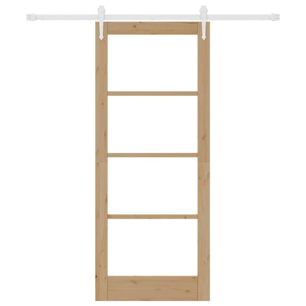 Schiebetür mit Befestigungsset 83x202 cm aus massivem Kiefernholz, Innentür mit Glas 'ORKDAL'83x202x4 cm aus massivem Kiefernholz